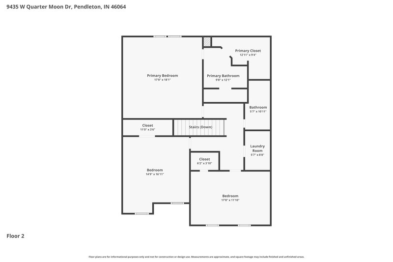 2,270/Mo, 9435 W Quarter Moon Dr Pendleton, IN 46064 Floorplan View