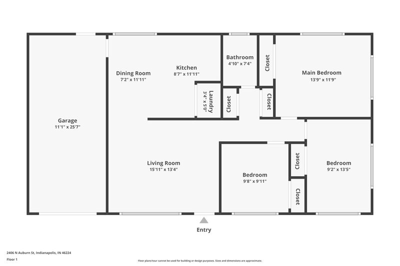 1,595/Mo, 2406 N Auburn St Speedway, IN 46224 Floor Plan View