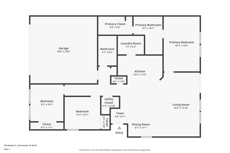 1,675/Mo, 728 Adagio Dr Greenwood, IN 46143 Floor Plan View
