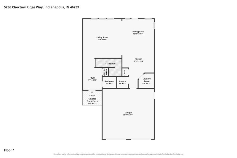 2,325/Mo, 5236 Choctaw Ridge Way Indianapolis, IN 46239 Floor Plan View