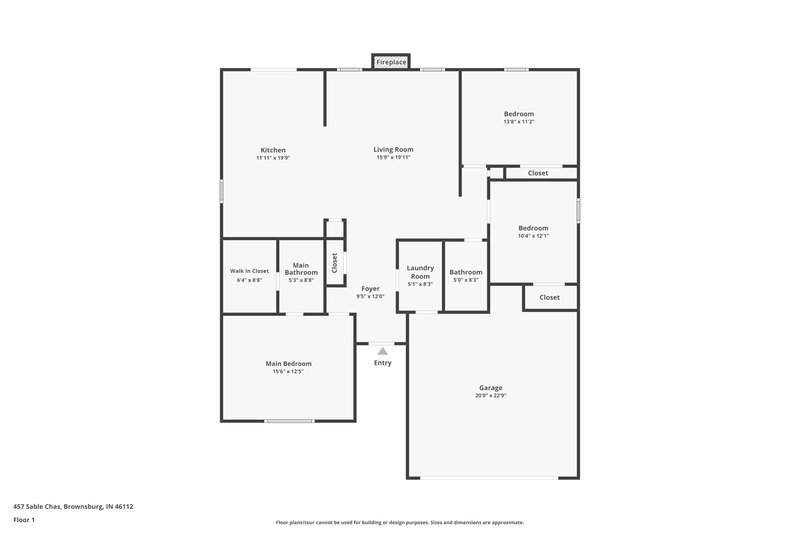 2,110/Mo, 457 Sable Chase Brownsburg, IN 46112 Floor Plan View