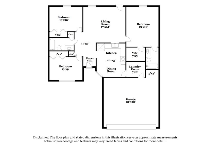 1,680/Mo, 7644 Windy Hill Way Indianapolis, IN 46239 Floor Plan View