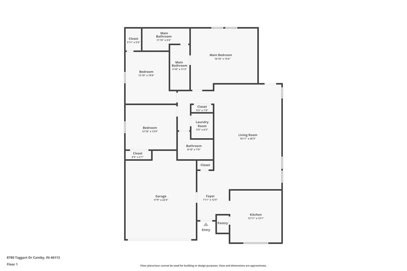 1,685/Mo, 8780 Taggart Dr Camby, IN 46113 Floor Plan View