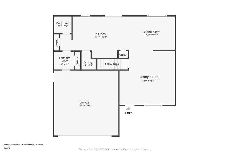 1,775/Mo, 16864 Maraschino Dr Noblesville, IN 46062 Floor Plan View
