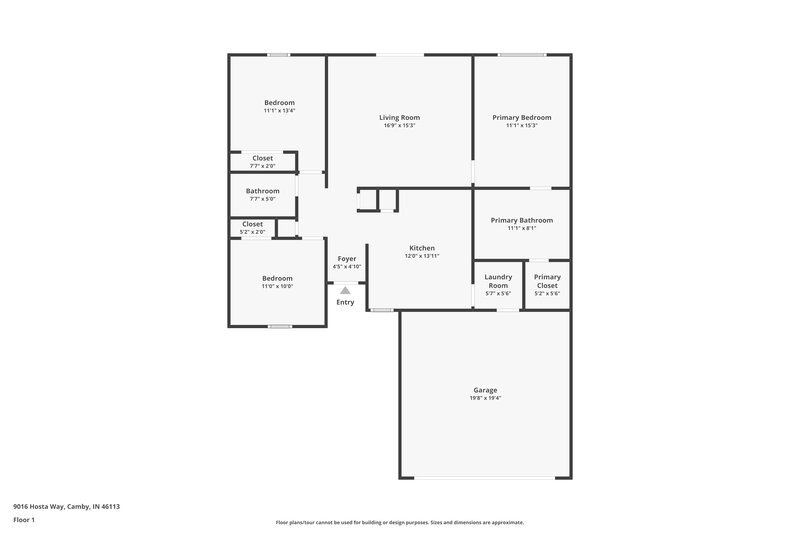 1,695/Mo, 9016 Hosta Way Camby, IN 46113 Floor Plan View