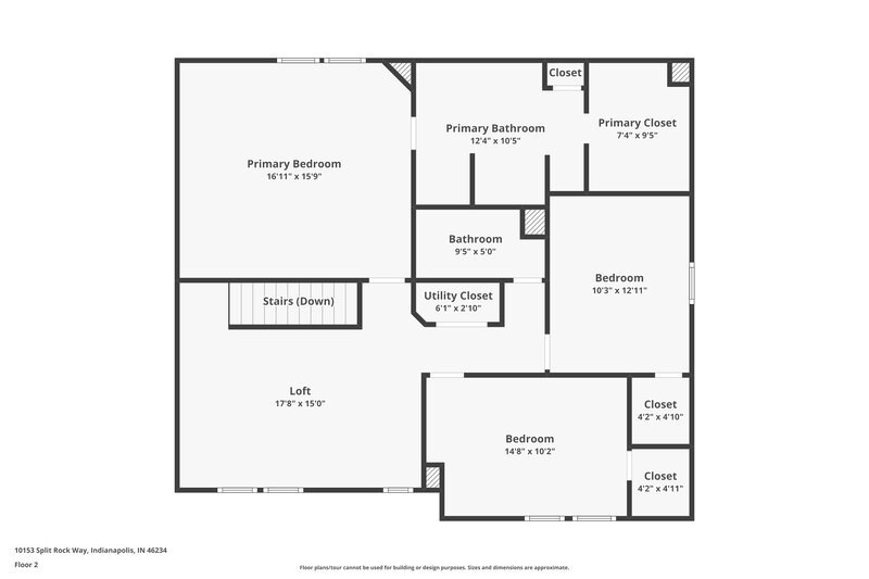 2,150/Mo, 10153 Split Rock Way Indianapolis, IN 46234 Floor Plan View 2