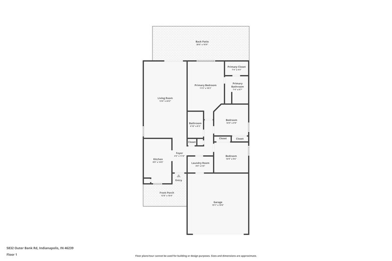 1,795/Mo, 5832 Outer Bank Rd Indianapolis, IN 46239 Floor Plan View