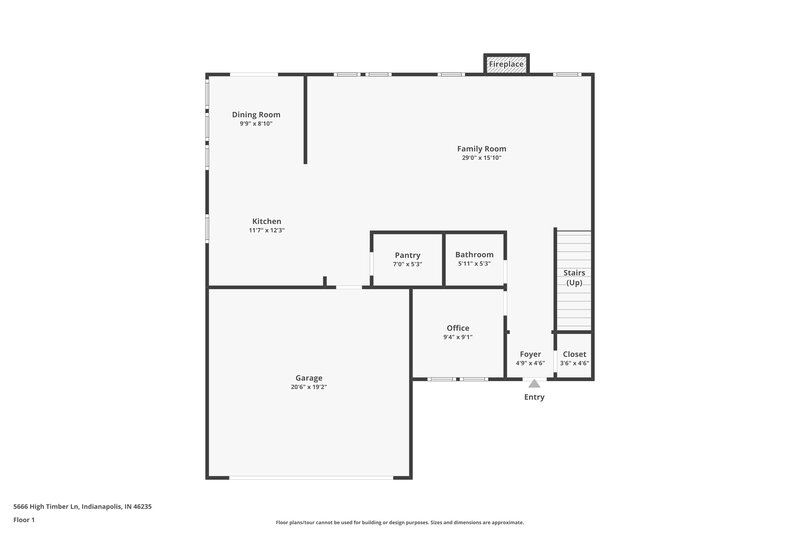 1,910/Mo, 5666 High Timber Ln Indianapolis, IN 46235 Floor Plan View