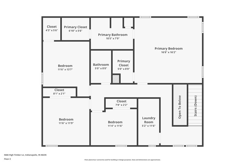 1,910/Mo, 5666 High Timber Ln Indianapolis, IN 46235 Floor Plan View 2