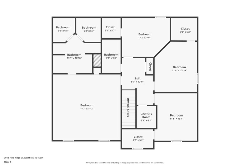2,055/Mo, 304 East Pine Ridge Drive Westfield, IN 46074 Floor Plan View 2