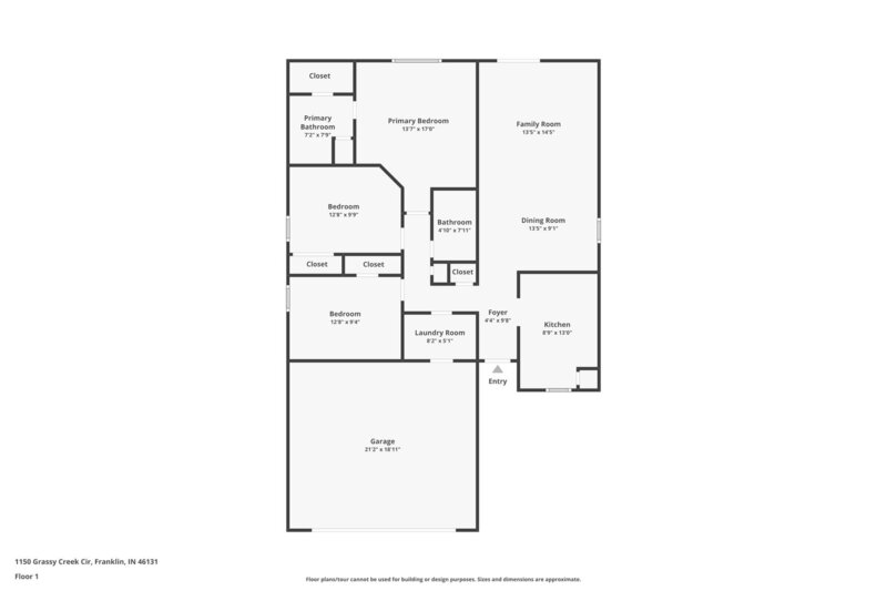 1,495/Mo, 1150 Grassy Creek Cir Franklin, IN 46131 Floorplan View