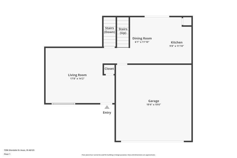 1,825/Mo, 7396 Glendale Dr Avon, IN 46123 Floor Plan View 3