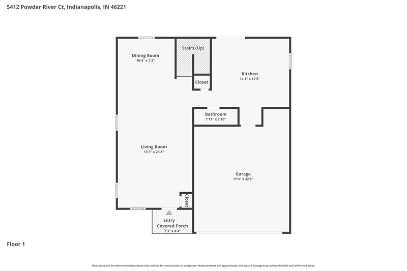 2,020/Mo, 5412 Powder River Ct Indianapolis, IN 46221 Floor Plan View