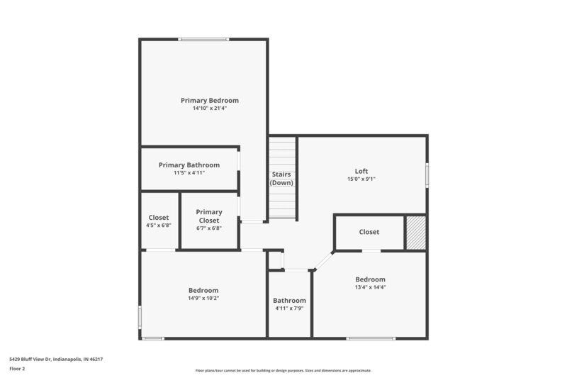 1,765/Mo, 5429 Bluff View Dr Indianapolis, IN 46217 Floorplan View 2