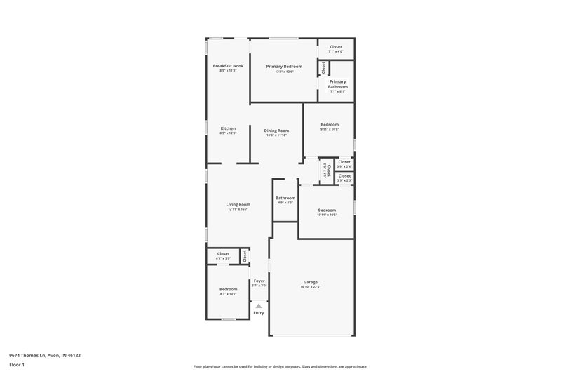 2,015/Mo, 9674 Thomas Ln Avon, IN 46123 Floor Plan View