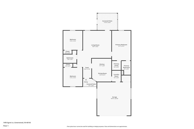 1,760/Mo, 1495 Egret Ln Greenwood, IN 46143 Floor Plan View