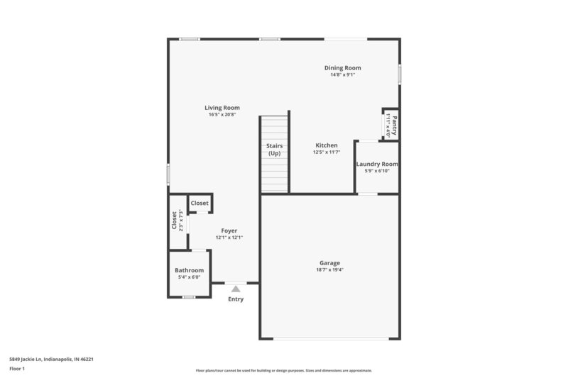 1,700/Mo, 5849 Jackie Ln Indianapolis, IN 46221 Floorplan View
