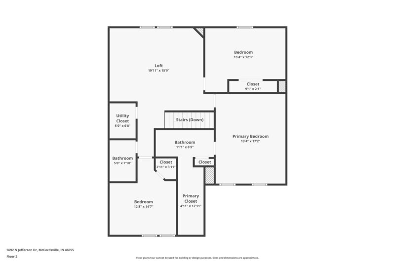 1,725/Mo, 5692 N Jefferson Dr McCordsville, IN 46055 Floorplan View 2