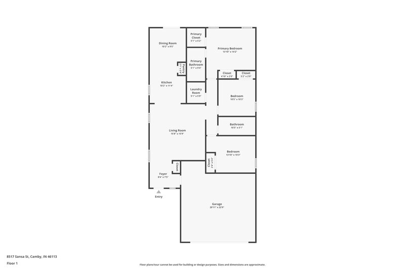 1,585/Mo, 8517 Sansa St Camby, IN 46113 Floor Plan View