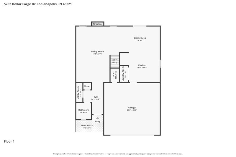 1,960/Mo, 5782 Dollar Forge Drive Indianapolis, IN 46221 Floor Plan View