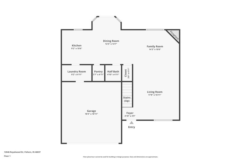 2,250/Mo, 12046 Royalwood Drive Fishers, IN 46037 Floor Plan View