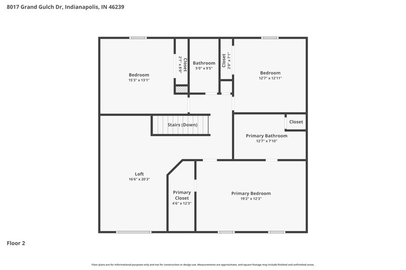 2,280/Mo, 8017 Grand Gulch Drive Indianapolis, IN 46239 Floor Plan View 2