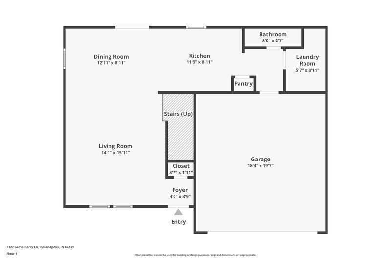 1,770/Mo, 3327 Grove Berry Lane Indianapolis, IN 46239 Floor Plan View