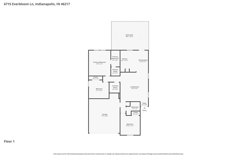 1,765/Mo, 6715 Everbloom Lane Indianapolis, IN 46217 Floor Plan View