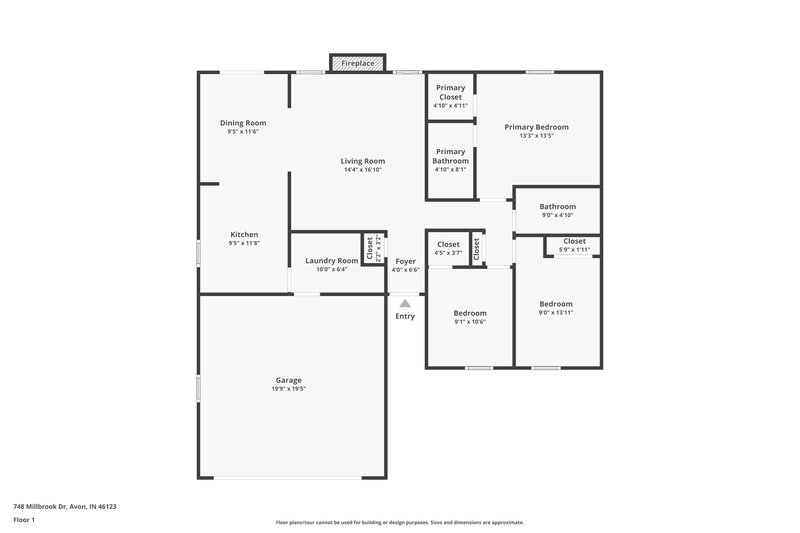 1,885/Mo, 748 Millbrook Drive Avon, IN 46123 Floor Plan View