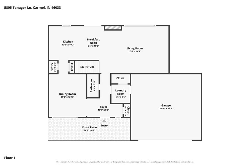 2,745/Mo, 5805 Tanager Lane Carmel, IN 46033 Floor Plan View