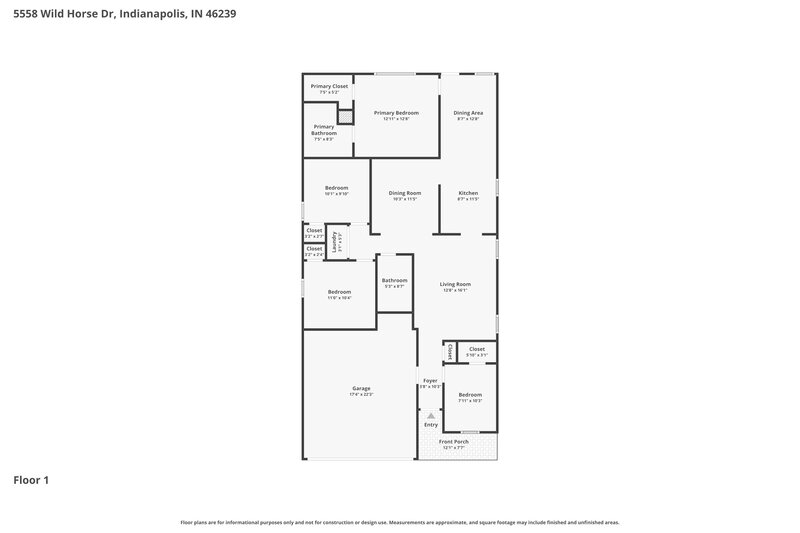 1,990/Mo, 5558 Wild Horse Dr Indianapolis, IN 46239 Floor Plan View