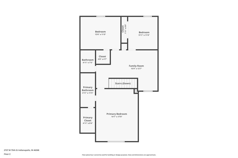 1,860/Mo, 2727 W 75th St Indianapolis, IN 46268 Floor Plan View 2