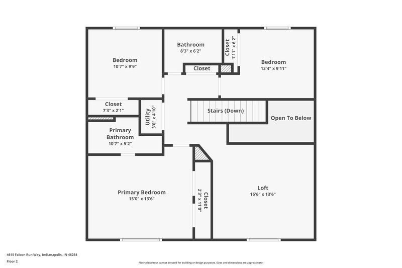 1,800/Mo, 4615 Falcon Run Way Indianapolis, IN 46254 Floor Plan View