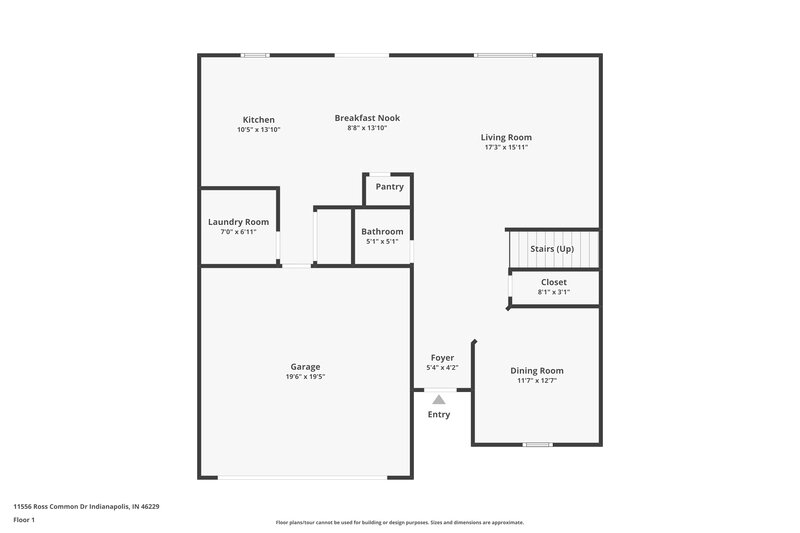2,415/Mo, 11556 Ross Common Drive Indianapolis, IN 46229 Floor Plan View