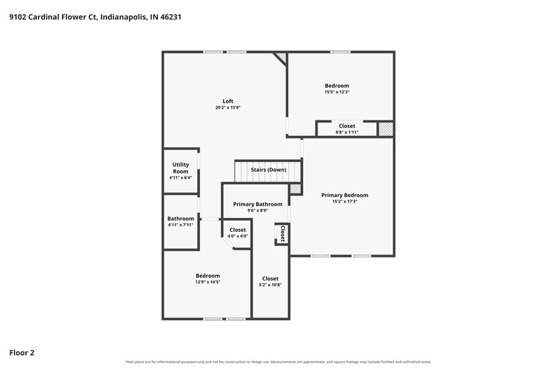 2,055/Mo, 9102 Cardinal Flower Ct Indianapolis, IN 46231 Floor Plan View 2