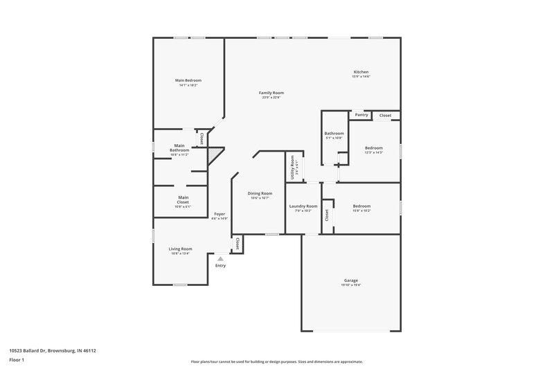 2,135/Mo, 10523 Ballard Dr Brownsburg, IN 46112 Floor Plan View