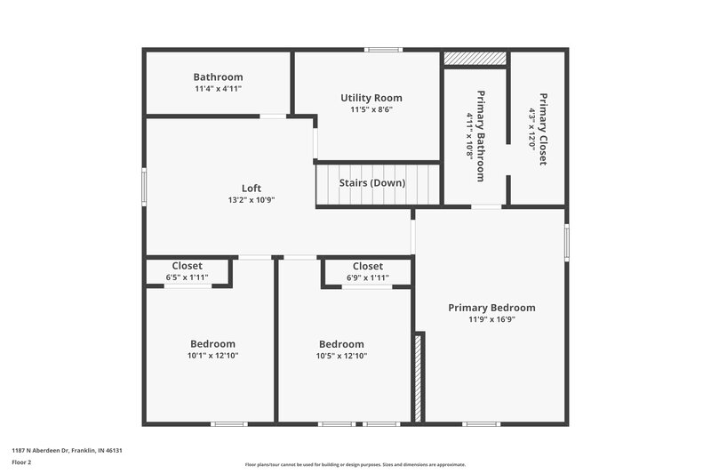 1,730/Mo, 1187 N Aberdeen Dr Franklin, IN 46131 Floor Plan View 2