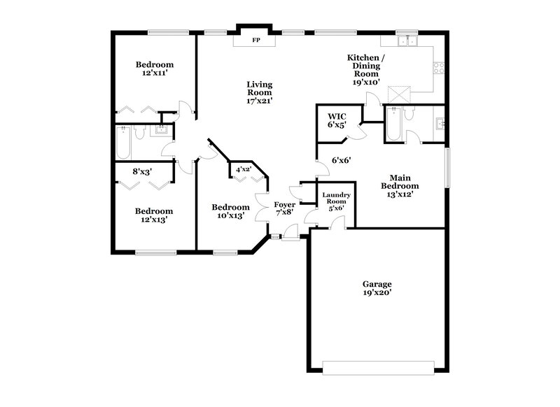 1,670/Mo, 821 Dream March Dr Greenfield, IN 46140 Floor Plan View