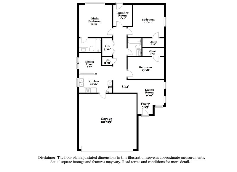1,810/Mo, 629 Locust Grove Ln Greenwood, IN 46143 Floor Plan View