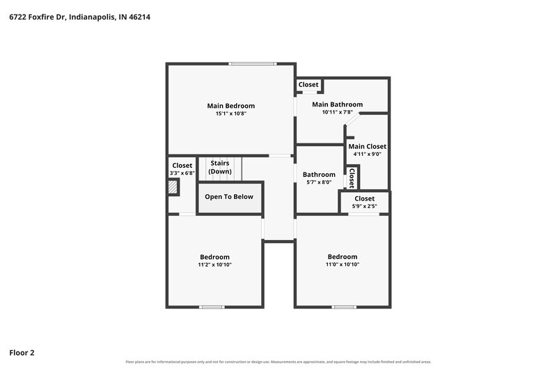 1,940/Mo, 6722 Foxfire Dr Indianapolis, IN 46214 Floor Plan View 2