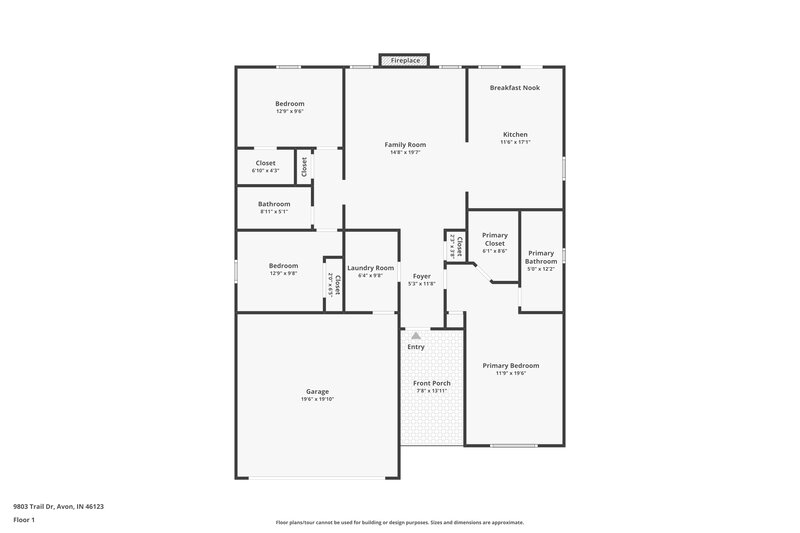 2,620/Mo, 9803 Trail Dr Avon, IN 46123 Floor Plan View