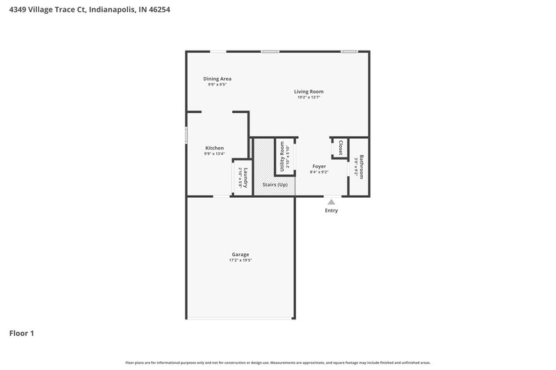 1,895/Mo, 4349 Village Trace Ct Indianapolis, IN 46254 Floor Plan View