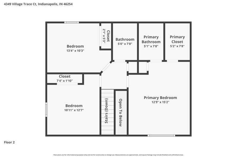 1,895/Mo, 4349 Village Trace Ct Indianapolis, IN 46254 Floor Plan View 2