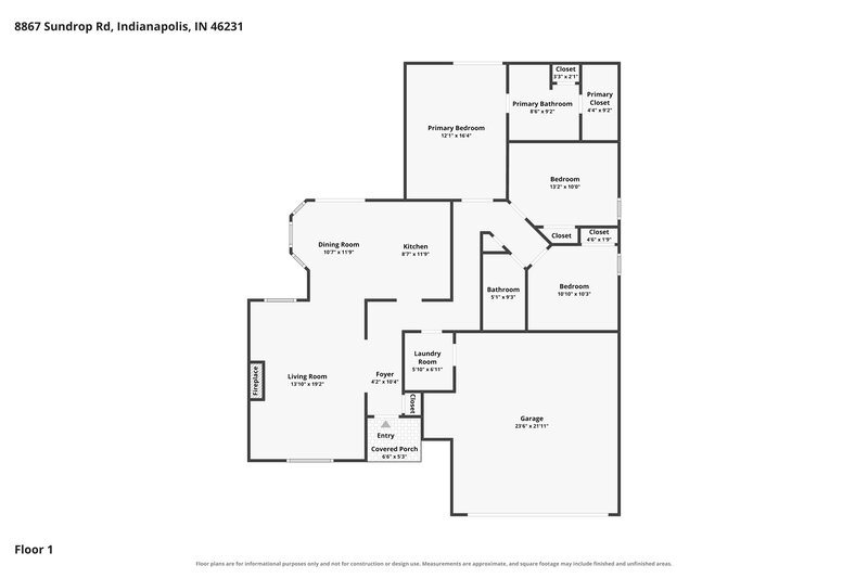 2,070/Mo, 8867 Sundrop Rd Indianapolis, IN 46231 Floor Plan View