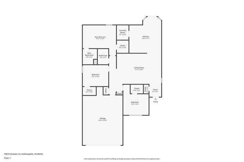 1,890/Mo, 10673 Hoosier Ct Indianapolis, IN 46234 Floor Plan View