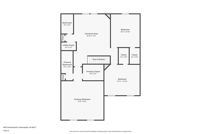 1,965/Mo, 6827 Earlswood Dr Indianapolis, IN 46217 Floor Plan View 2