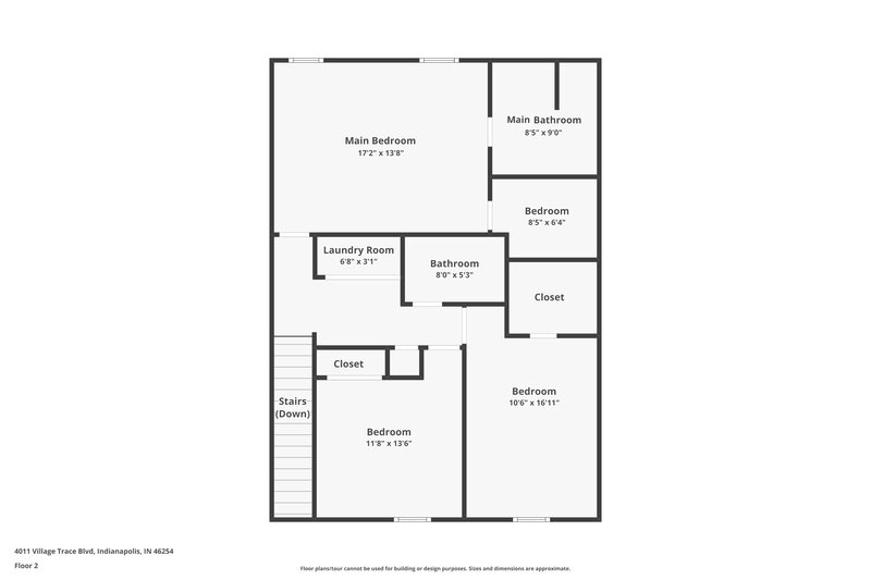 2,085/Mo, 4011 Village Trace Blvd Indianapolis, IN 46254 Floor Plan View 2