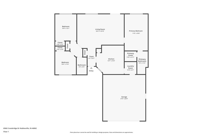 2,140/Mo, 6566 Crossbridge Dr Noblesville, IN 46062 Floor Plan View