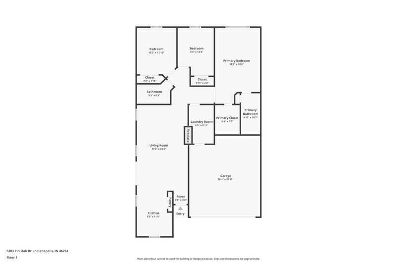 1,950/Mo, 5203 Pin Oak Dr Indianapolis, IN 46254 Floor Plan View