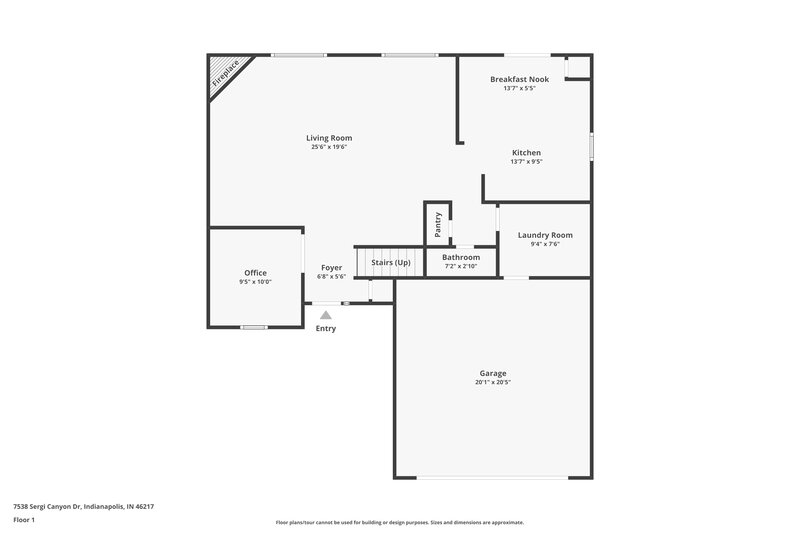2,150/Mo, 7538 Sergi Canyon Dr Indianapolis, IN 46217 Floor Plan View